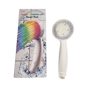 Brilliant Ideas Color Changing LED Shower Head White Water Powered 7 Colors